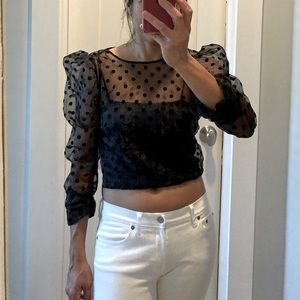 Zara cropped blouse with built-in tank/liner